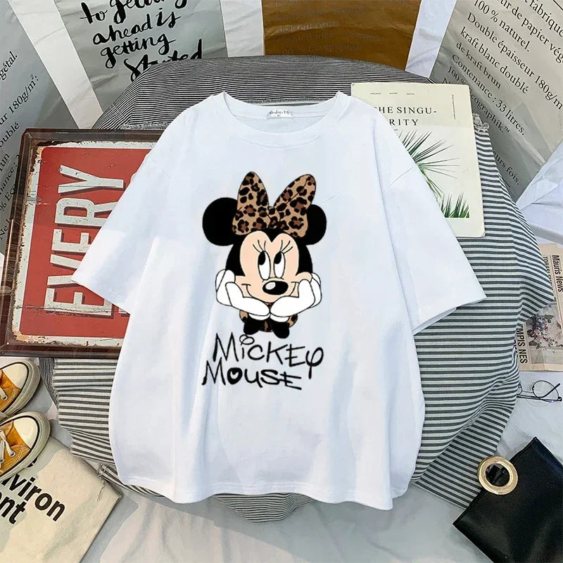 Kawaii Women T-Shirts Mickey Anime Blouses Clothing Graphic Clothes Harajuku Oversized T Shirt Womens Tops Y2k