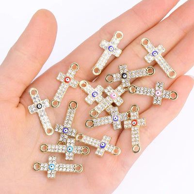 Mixed 10Pcs Pearl Zircon Cross Charms Crucifix Pendant Jewelry Making Supplies Diy Luxury Necklaces Earrings Accessories Gift