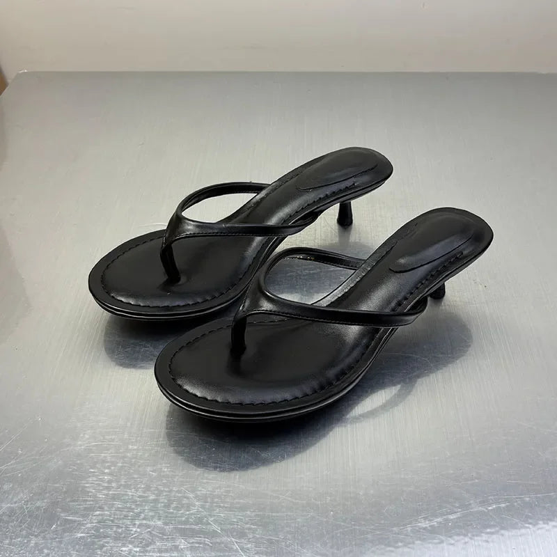 2025 Female Slip On Footwear Fashion Shallow Women Low Heel Sandals Shoes Slingbacks Pointed Toe Ladies Heeled Sandals Shoes - Elanique
