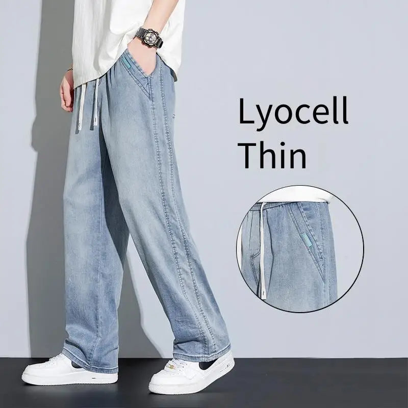 Men's Summer Pants Baggy Thin Model Jeans Pant Wide Legs Loose Casual Trousers Y2k Man Clothing Designer Clothes Man Jean Jorts