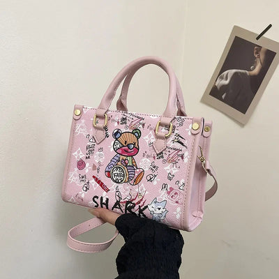 2025 Designer-Inspired Doodle Handbag - Women's Elegant Shoulder Tote, Spacious Summer Crossbody Purse with Top Handle - Elanique
