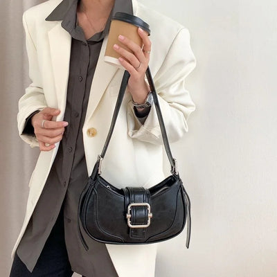 Fashion Handbags For Women Half-moon Leather Hasp lady Shoulder Crossbody Bag Luxury Designer Ladies Underarm Bags Hobo coffee