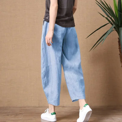 Oversize Pants Summer Thin Nine Points Loose Korean Fashion Women's Clothing Cotton Linen Middle Waist All-match Women's Pants