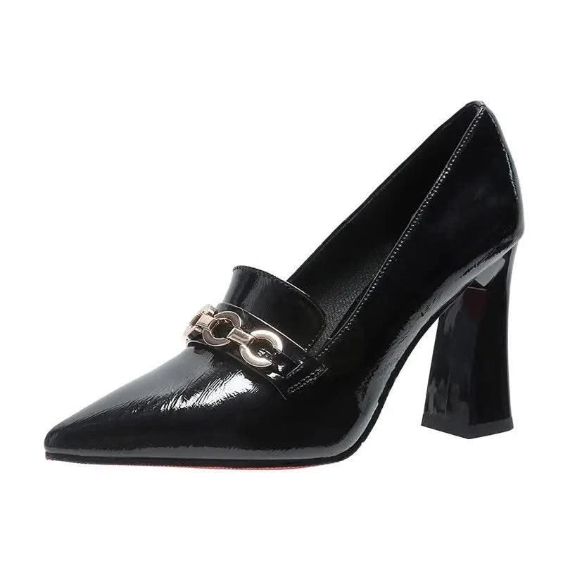 Waterproof Shallow Patent Leather Platform High Heels Shoes | Large Size | High Quality Women's Fashion Shoes 2025 New