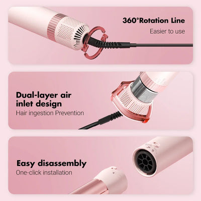 Hair dryer brush detachable 5-in-1 styling and drying system for quick drying, curl smoothing and styling, straightening brush