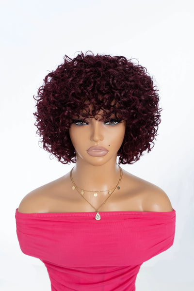 Short Curly Human Hair Wigs for Black Women 8 inch Short Curly Wigs for Black Women No Lace Front Human Hair Wigs (WIG P4/27)