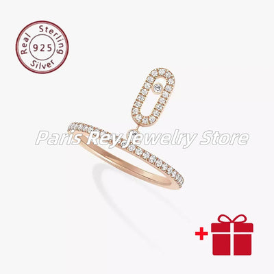 Luxury Classic S925 Inlaid Sliding High Beauty Ring Women's Jewelry Ring Luxury Party Girlfriend Anniversary Gift