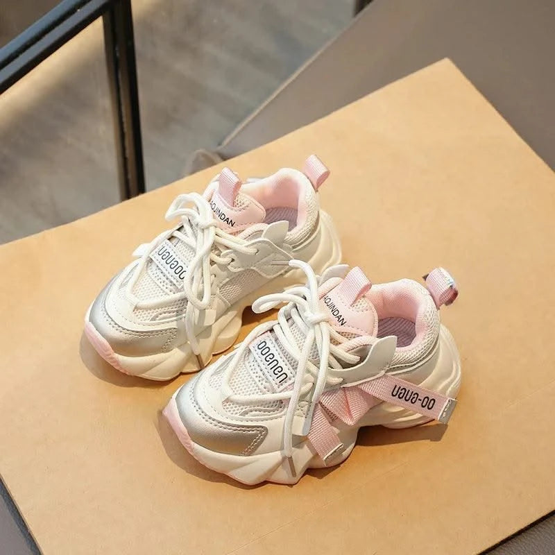Children's Sports Shoes 2024 Spring and Autumn New Girls Fashion Casual Wear-Resistant Student Mesh Breathable Running Shoes