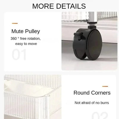 Acrylic Trolley with Wheel Multilayer Transparent Storage Rack Living Room Snack Storages Shelf Bathroom Mobile Shelf Home Items