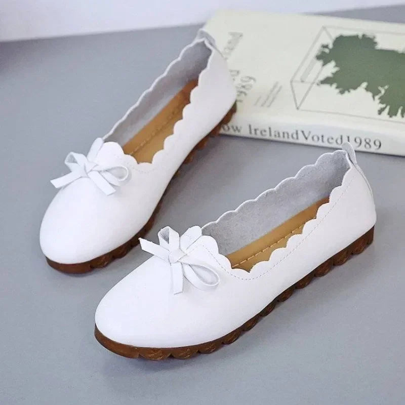 Non Slip Women's Flat Shoes With Bow Moccasins Ladies Footwear High Quality Fashion Elegant Dress Chic Point Luxury Brand