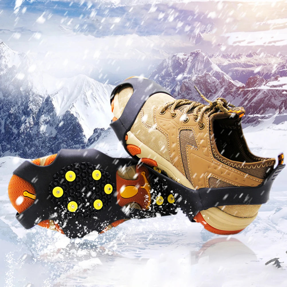 10 Teeth Mountaineering Cleats Anti-Slip Bundled Crampons Unisex Snow Claw Shoe Covers Walking Hiking Accessories