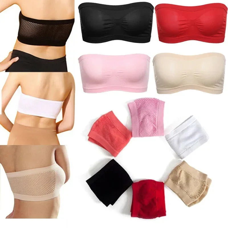 Women Breathable Mesh Tube Bra Seamless High Elastic Wrapped Sexy Invisible Strapless Chest Wraps Tube Tops Pregnant Mothers Bra