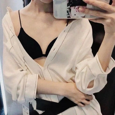 Breathable Triangle Bras for Women Beauty Back Push-up Wireless Bra Thin Strape Lingerie French Style Bra Girls