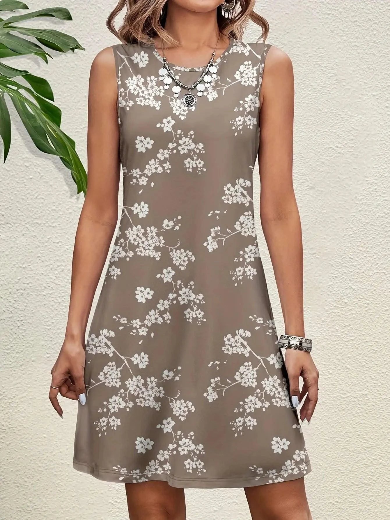 Floral Print Elegant Midi Tank Dresses For Women