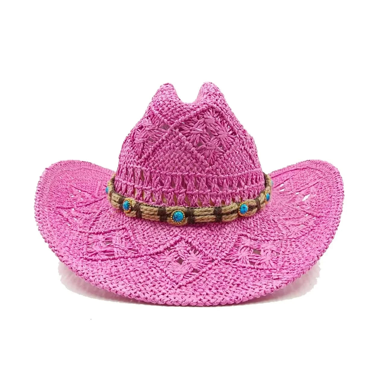 New Lake Blue Western Cowboy Straw Hat 2024 Spring and Summer New Outdoor Sun Hat Men's and Women's Cowboy Hat gorras