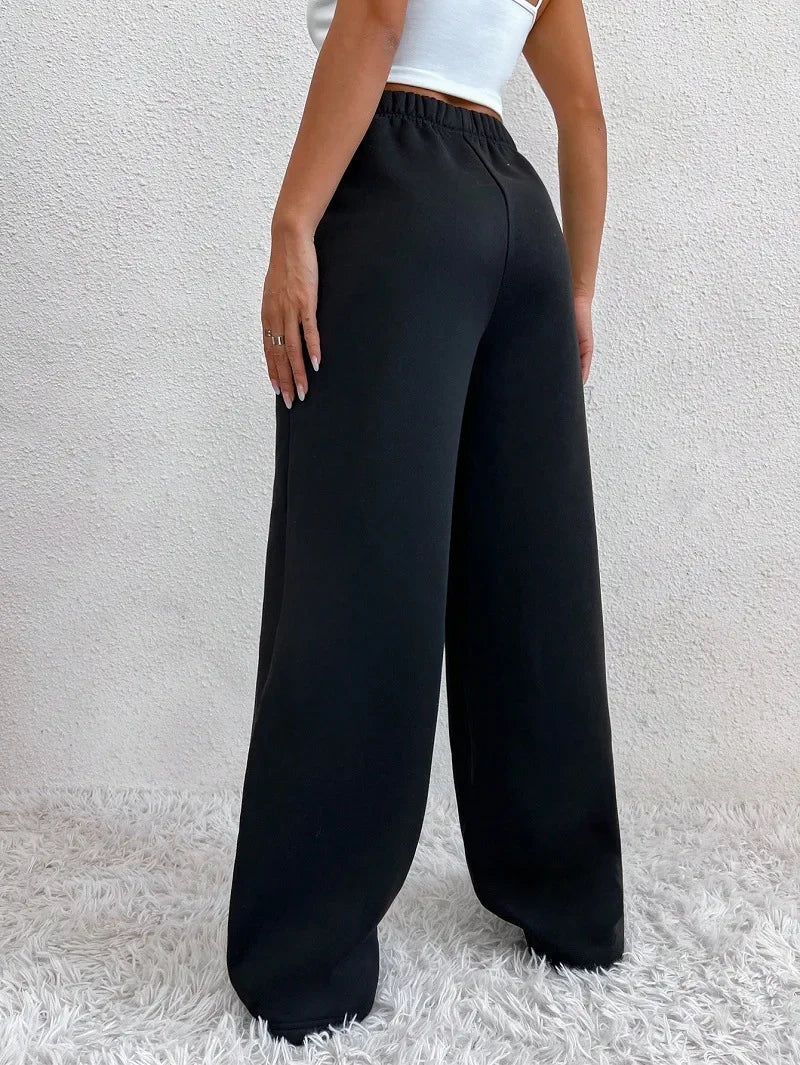Casual Women Joggers Pants Fashion High Waist Black Solid Sweatpant Office Lady New Baggy Pant Oversized Pockets Chic Trousers