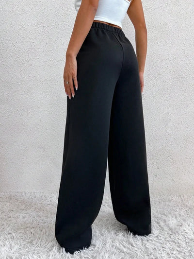 Casual Women Joggers Pants Fashion High Waist Black Solid Sweatpant Office Lady New Baggy Pant Oversized Pockets Chic Trousers