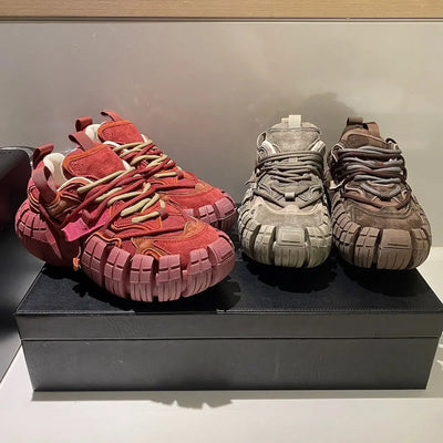 Chunky Sneakers for Women Fashion Platform White Leather Casual Dad Shoes Comfortable Wedge Walking Sport Sneakers