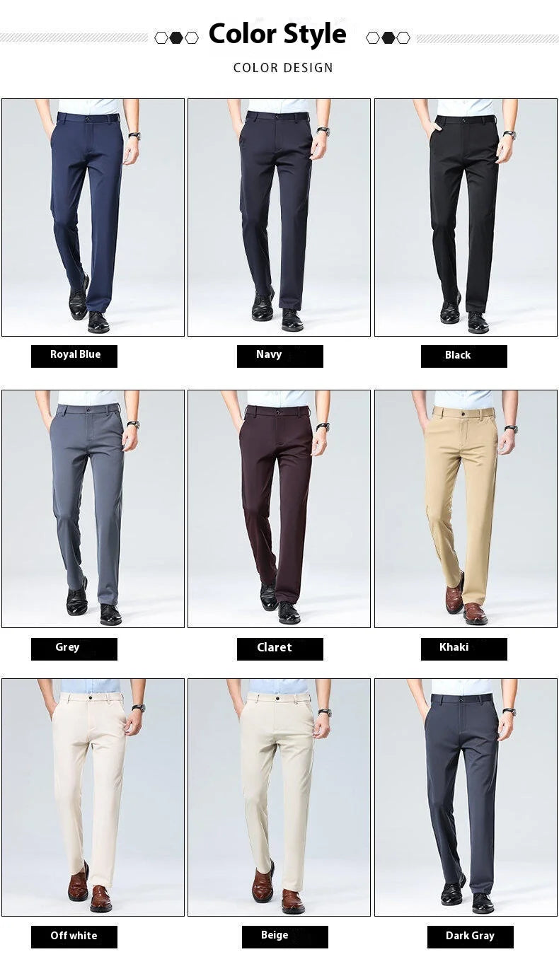 Plus Size Big and Tall Mens Trousers Business Casual Loose Straight Leg Pants Comfort Fit Office Work Commuting No Tight Classic