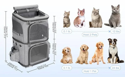 Pet Cat Backpack Double layer Pet Trolley Bag Can Hold Two Cat Stroller Bags Folding Dog Transporter Carrier Cat Outdoor Travel