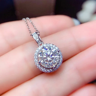 2ct Lab Diamond Solitaire Pendant Necklace 925 Sterling Silver Choker Statement Necklace Women Silver 925 Jewelry With Box Chain
