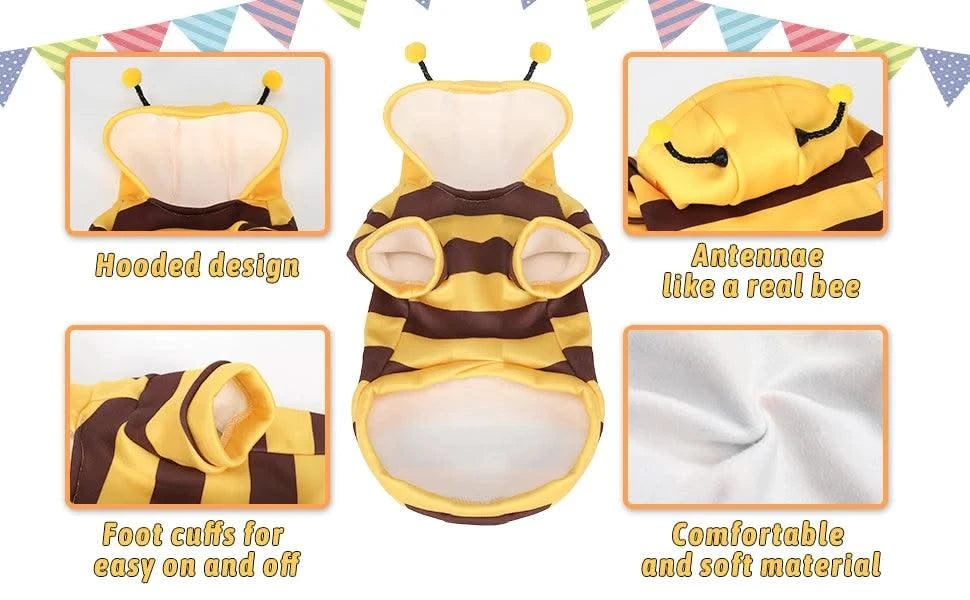 Funny Pet Cat Clothes Hooded Stripe Cat Hoodies for Cats Kitten, Easter Halloween Dress Up Party Outfit Bee Costumes for Cats