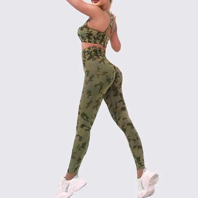 Women's top sports Yoga wear 2-piece set Women's fitness camouflage outdoor sports wear yoga wear set Sportswear for women