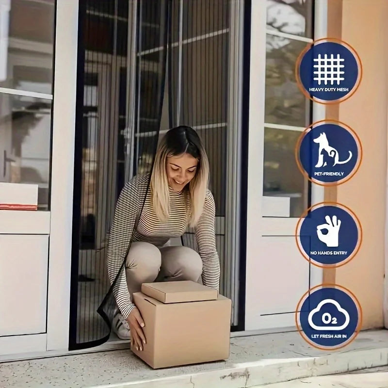 Easy-to-clean magnetic screen door, 36x82 inches - Mosquito-proof, pet-friendly, no manual closing required