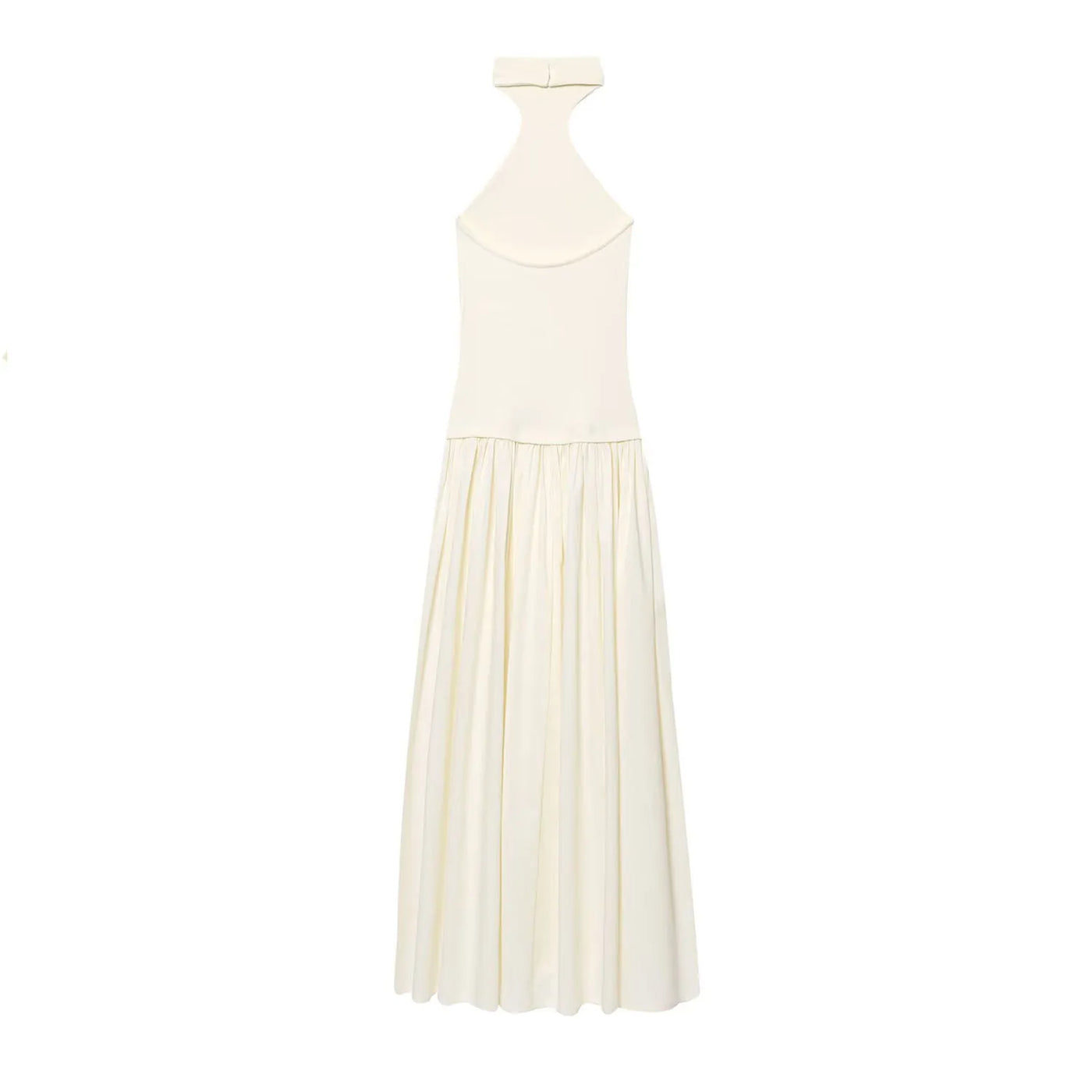 Women's Dress New Summer 2025 White Halterneck Panelled Dress Sexy off-the-shoulder design Elegant temperament Personality