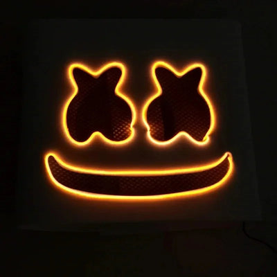 LED Marshmallow Mask Light Up Full Face DJ Helmet For Halloween Cosplay, Rave Music Festival Party Luminous Headgear