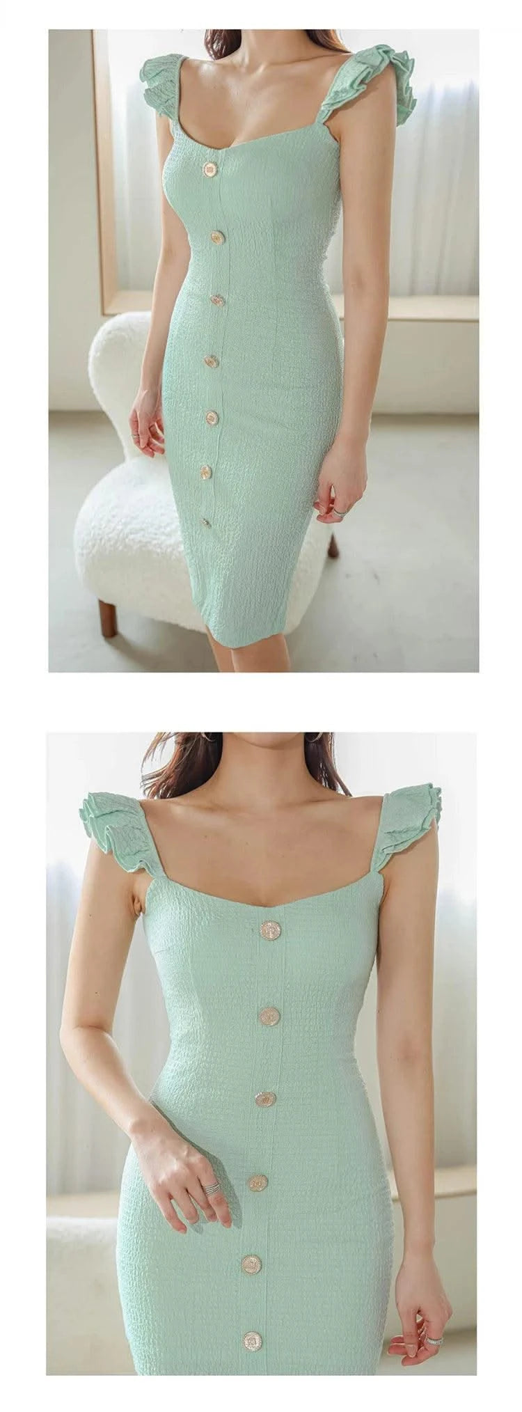 Knee-Length Strap Low Cut Slim Midi Dress For Women |  Elegant & Sexy | Party Vacation | Summer Dress for Girls & Ladies