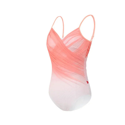 Elegant Women Dance Leotard Pleated V-neck Bodysuit Training Gymnastics Skating Ballerina bailarinas mujer Swimwear Bodysuit Top