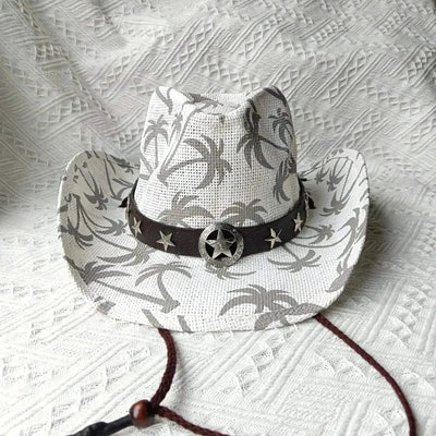 New Lake Blue Western Cowboy Straw Hat 2024 Spring and Summer New Outdoor Sun Hat Men's and Women's Cowboy Hat gorras