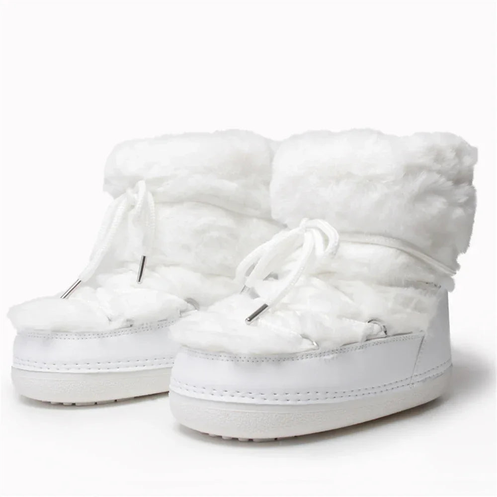 Snow Boots for Women Hairy Fuzzy Fluffy Furry Fur Boots 2025 Winter Boots for Women Waterprrof Pink Black White Fur Snow Boots