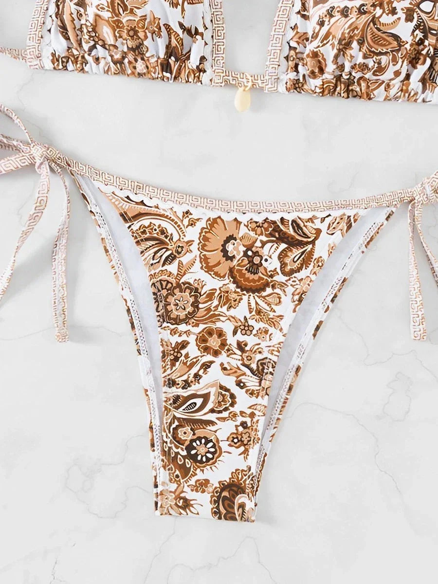2025 Halter String Triangle Two Piece Bikini Women Swimwear Female Swimsuit Bathers Bathing Swimming Suit Beachwear Summer - Elanique