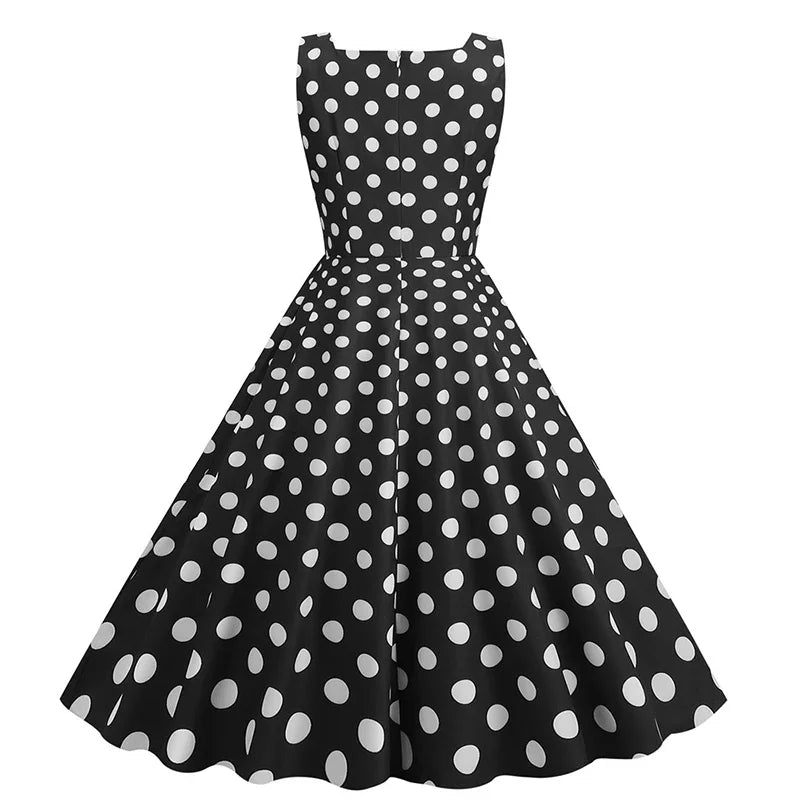 New Summer Party Dress Women 2024 Bohemian Point Dot Printed Dress Elegant Sexy Sleeveless Pleated Casual Beach Vestidos