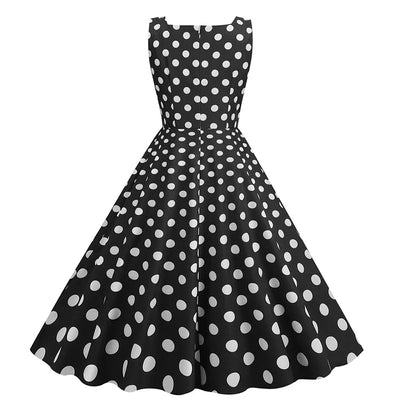 New Summer Party Dress Women 2024 Bohemian Point Dot Printed Dress Elegant Sexy Sleeveless Pleated Casual Beach Vestidos