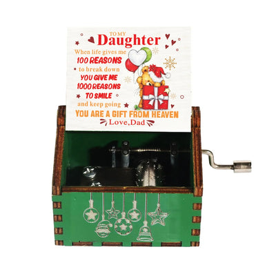 Merry Christmas Music Box Wooden Hand Cranked Music Box Vintage Happy New Year Music Box Gift Music Box Birthday Gift
