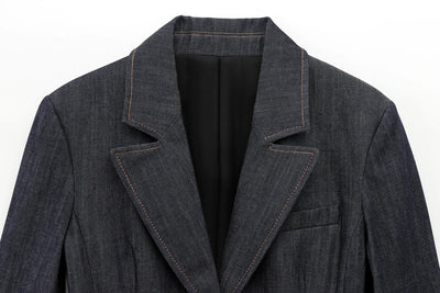 TRAFZA 2025 Spring Women Fashion Denim Blazer  Long Sleeves Tight Coat Female Vintage Streetwear Woman Jacket Top Trendy