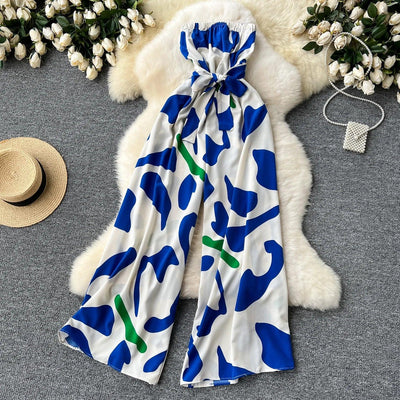 Women's Jumpsuit Elegant Sexy Suspender Printed Jumpsuits Casual Hip Waist Overalls Romper For Women Spring Summer 2024
