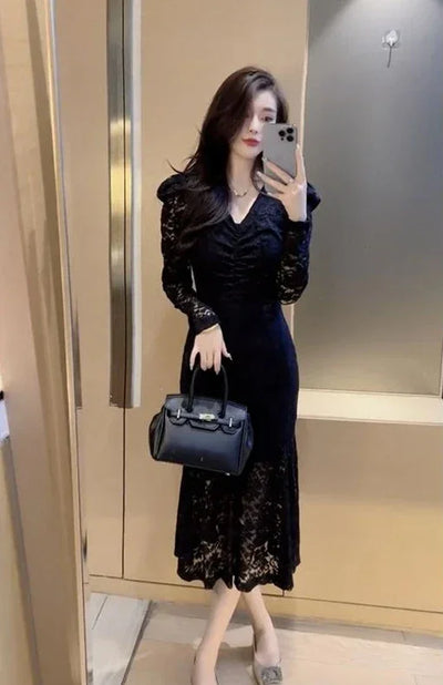Dresses For Women Long Sleeve Woman Dress Prom Black Party Evening Lace Offer Aesthetic Hot Elegant Chic Fashion Summer 2024 Y2k