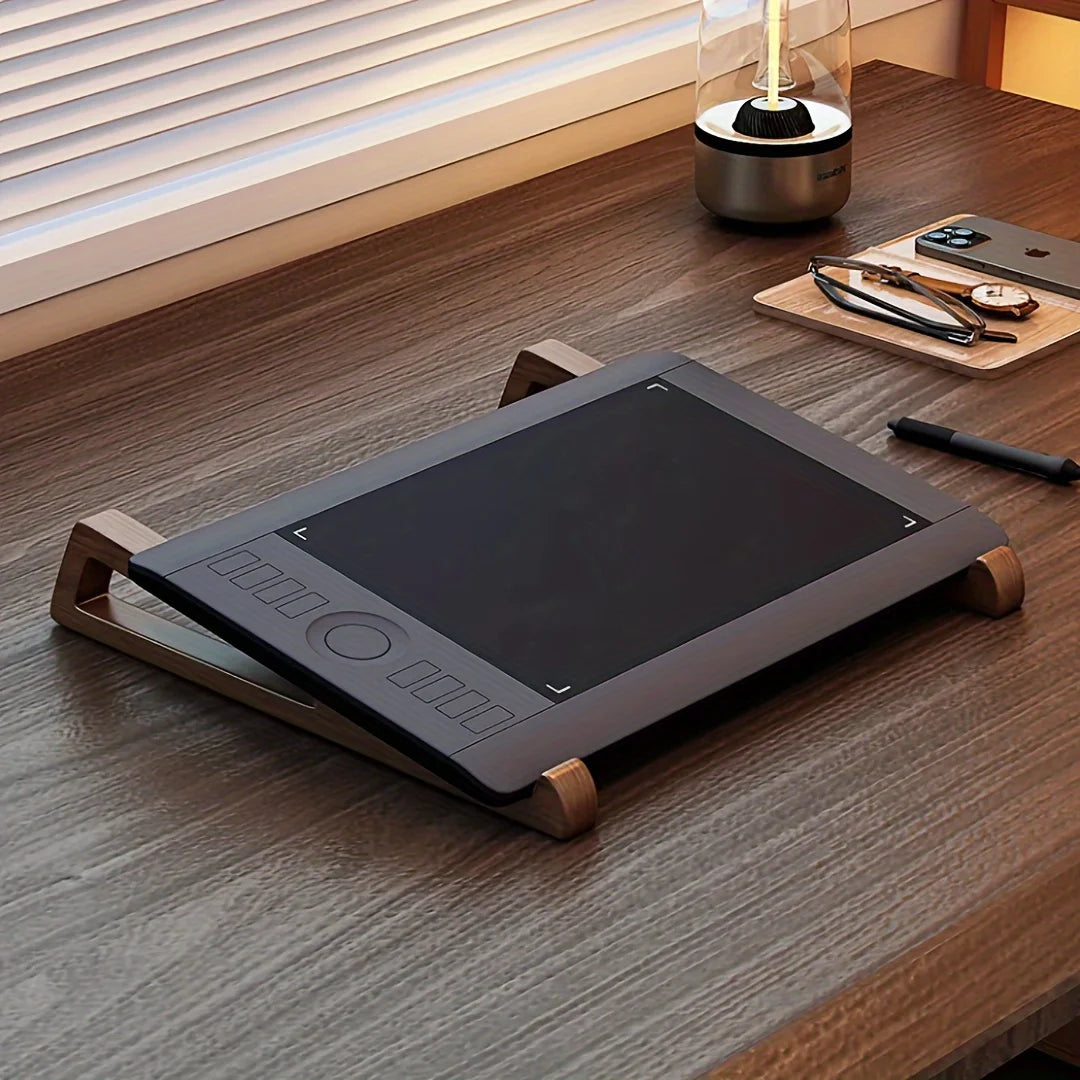 1 Set Foldable Wooden Laptop Stand - Adjustable Ergonomic 12° Angle with Cooling Design for Notebook Tablet