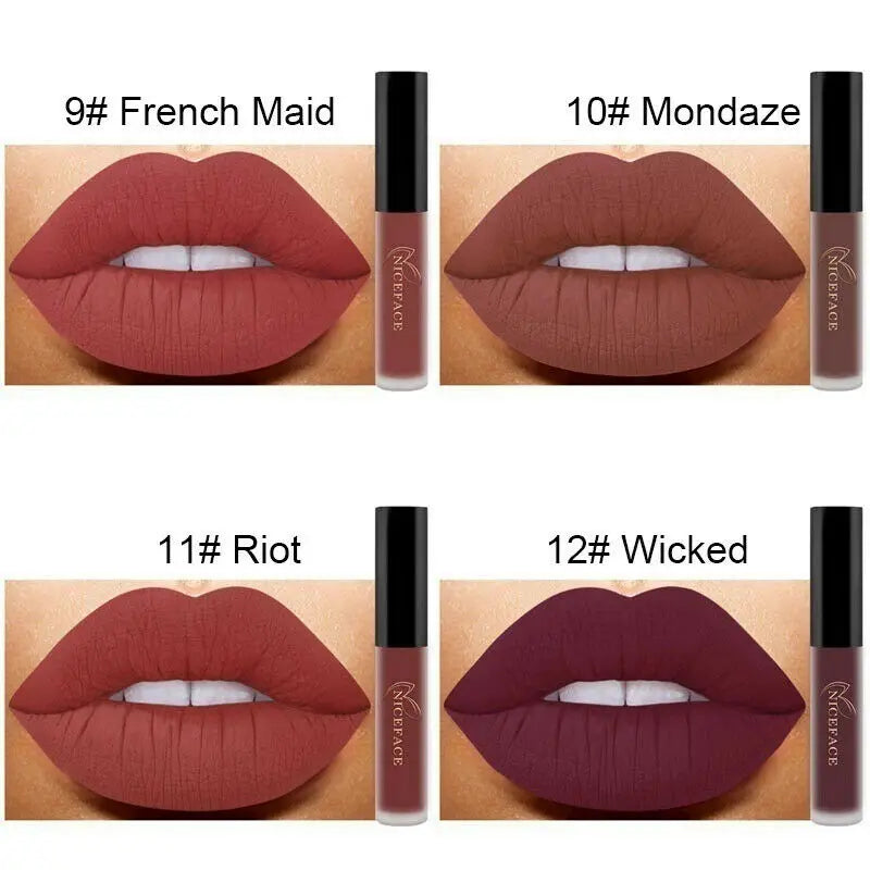 NICEFACE 34 Color Lip Gloss Waterproof Nude Matte Liquid Lipstick Moisturizing Long Lasting Lipgloss Lip Makeup Beauty Cosmetics