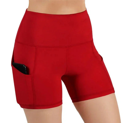 Women's Sports Shorts Biker Short Pocket High Waist Yoga Legging Fitness Tights Women Cycling Athletic Gym Running Yoga Shorts