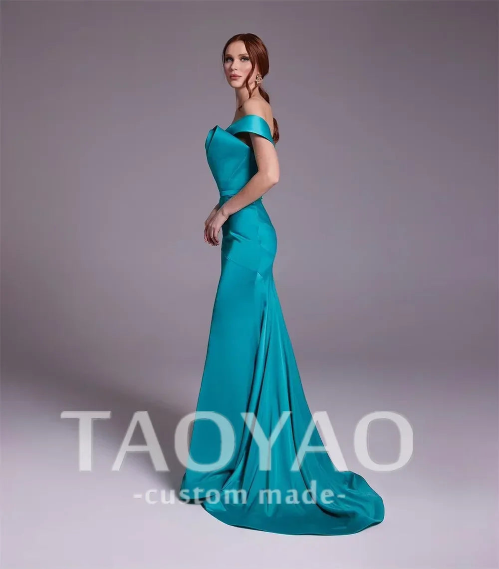 High Quality Mermaid One-shoulder Sheath Cocktail Fold Draped S Occasion Evening Gown vestidos de fiesta para mujer Customized