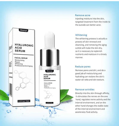 15ml Hyaluronic Acid for Face Serum Moisturizing Whitening Facial Essence Face Cream Repair Anti Aging Lifting Firming Skin Care