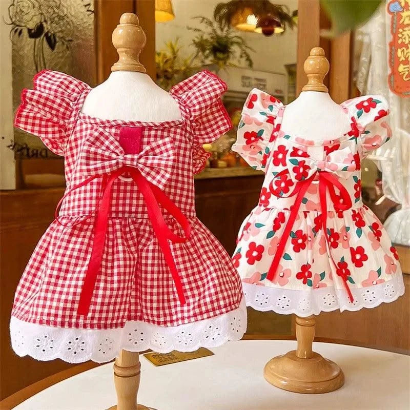 Pet Dog Clothes for Small Dogs Summer Dog Dress Fashion Print Puppy Princess Skirt Cute Flying Sleeve Cat Dress Pet Dog Costumes