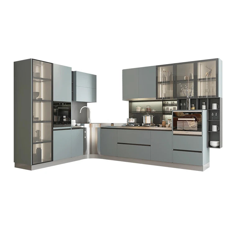Kitchen Full Set Modern Smart Outdoor Stainless Steel  with Built-in Refrigerator and BBQ Grill for Home and Garden