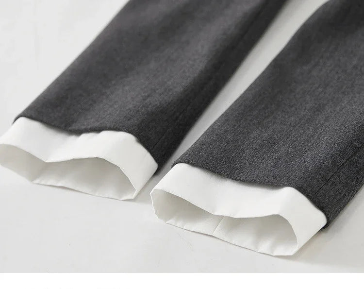 SENTUBILA Two Piece Skirt Sets Women Outfits 2025 Spring Office Ladies V Neck Grey Blazer Jackets Straight Slit Skirt 143Z56241