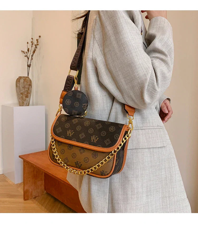 Designer Women's Leather Handbag - Elegant Crossbody Shoulder Messenger Bag Luxury Brand Tote Purse Stylish Ladies